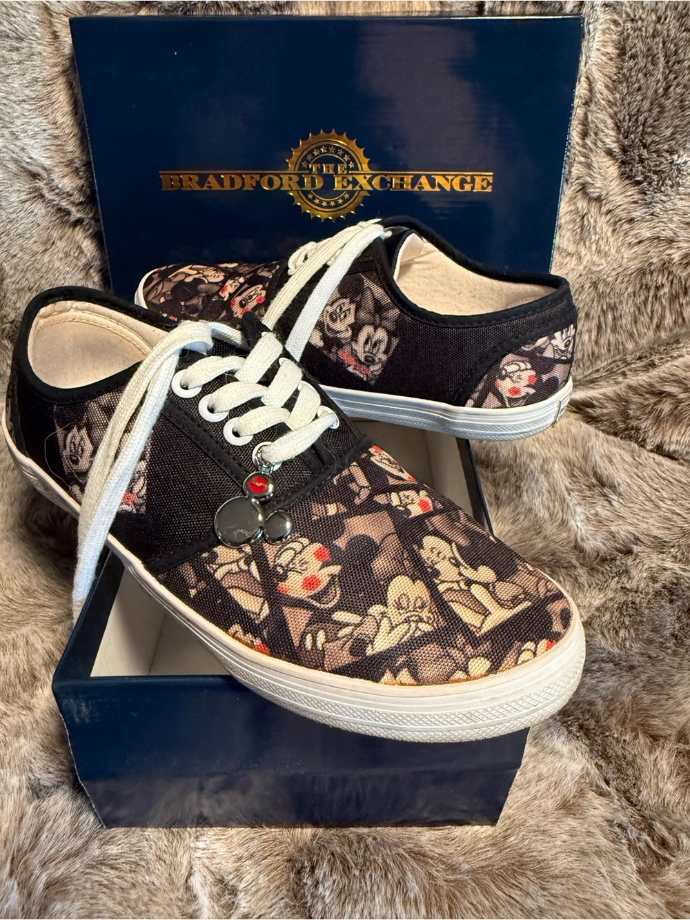The Bradford Exchange Black Mickey Mouse Canvas Lace-Up Sneakers